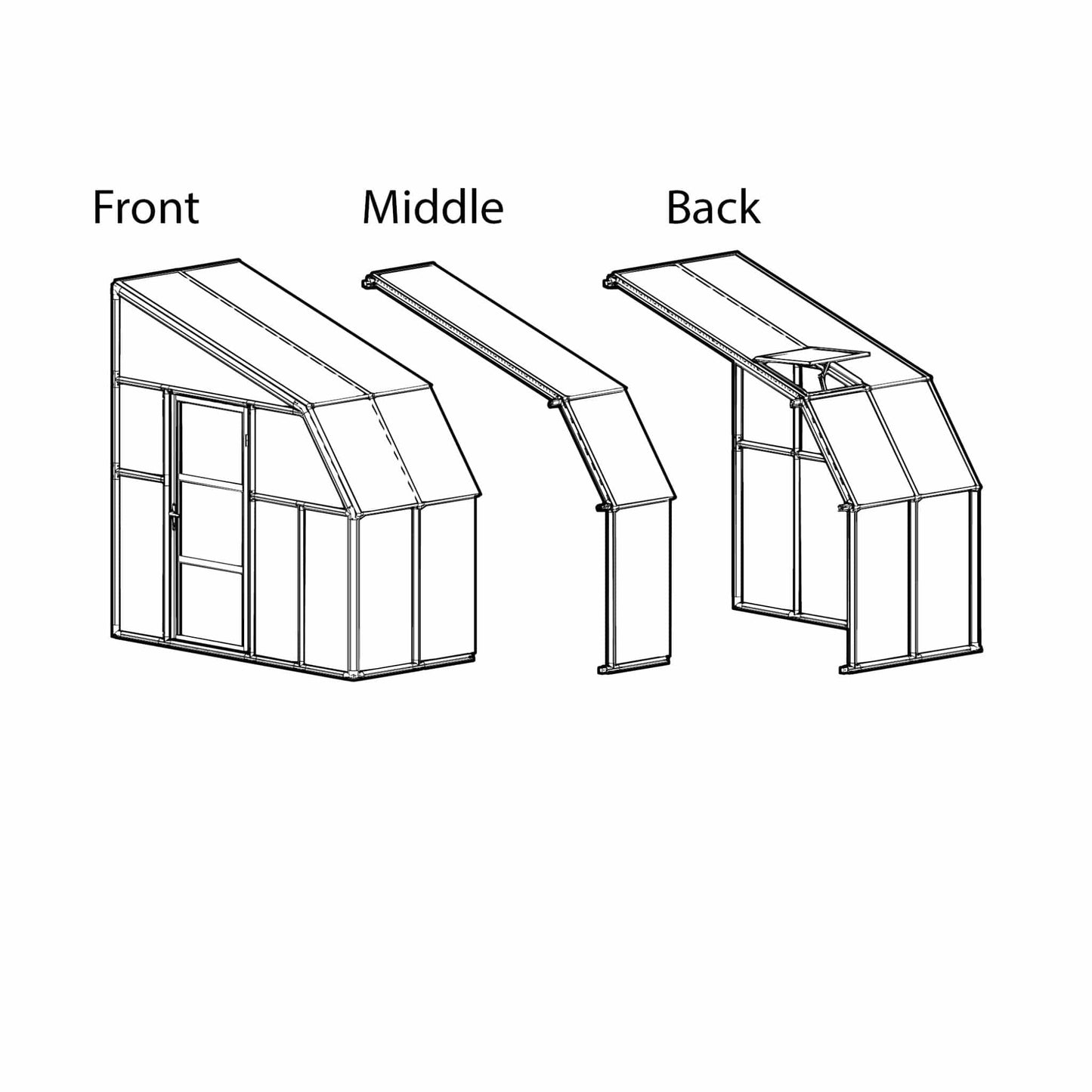 Palram - Canopia | Sun Room Six Sunroom Enclosure, Lean To Greenhouse Kit - HG7506