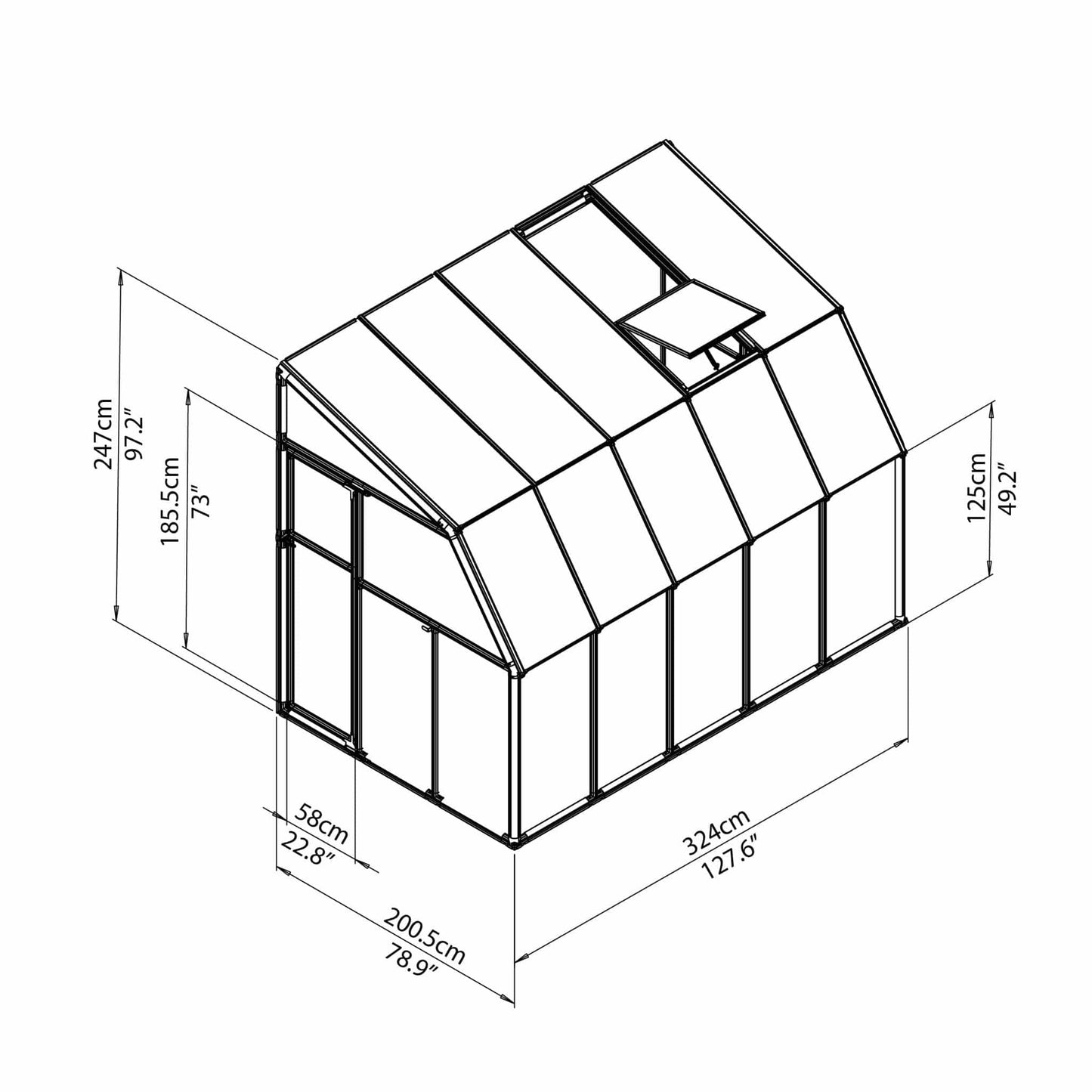 Palram - Canopia | Sun Room Six Sunroom Enclosure, Lean To Greenhouse Kit - HG7506