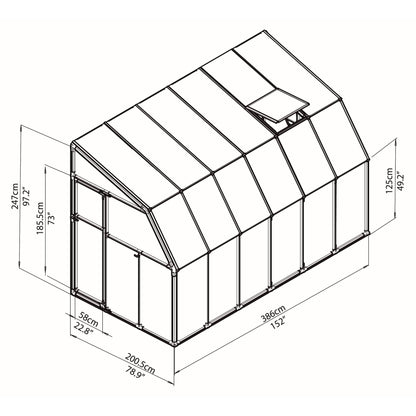 Palram - Canopia | Sun Room Six Sunroom Enclosure, Lean To Greenhouse Kit - HG7506