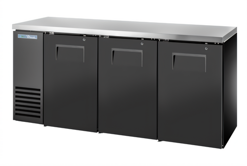 True Mfg True Two-Section Solid Swing Door Back Bar Cooler, 72-Inch, Stainless Top, Black Exterior - TBB24-72-3S-Z1-SFT-B-1