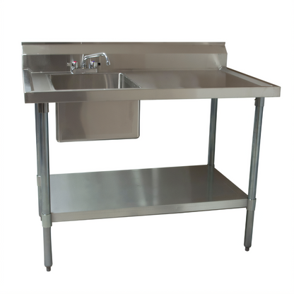 BK Resources BKMPT-3048G-L-P-G Stainless Steel Prep Tables - BKMPT-3048G-L-P-G