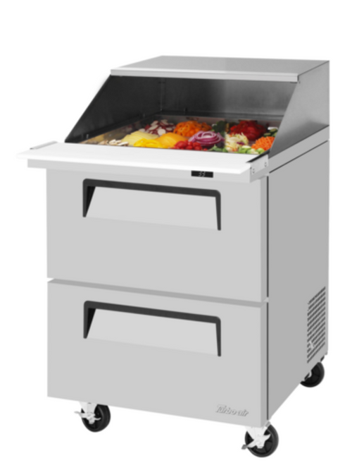 Turbo Air TST-28SD-12-D2-N-SL Super Deluxe Refrigerated Prep Tables - TST-28SD-12-D2-N-SL