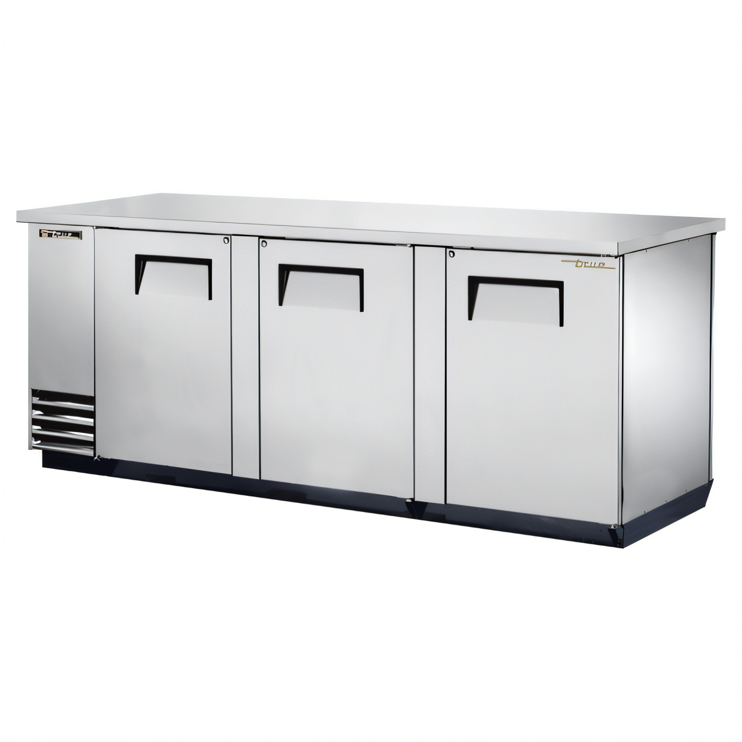 True Mfg True Three-Section Pass-Thru Back Bar Cooler, 90-3/8 Inch Wide, 6 Solid Locking Doors - TBB-4PT-S