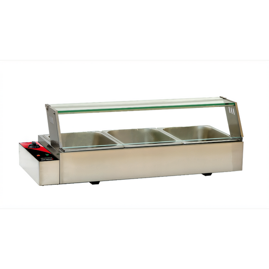 Structural Concepts Omcan Countertop Bain Marie Food Warmer with 3 Half-Size Pans, Stainless Steel, 120V - 48803