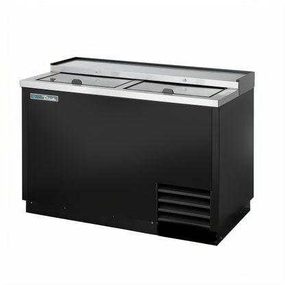 True Mfg TD-50-18-HC Flat Top Bottle Cooler with Stainless Steel Countertop and Dual Lids - TD-50-18-HC