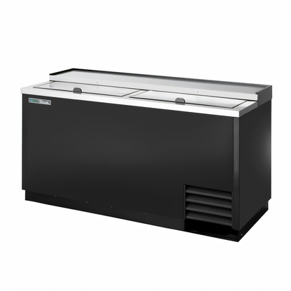 True Mfg TD-50-18-HC Flat Top Bottle Cooler with Stainless Steel Countertop and Dual Lids - TD-50-18-HC