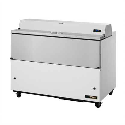 True Mfg TMC-58-SS-HC Mobile School Carton/Crate Milk Cooler, 16-Crate Capacity, Forced-Air, Stainless Steel Interior, White Vinyl Exterior - TMC-58-SS-HC