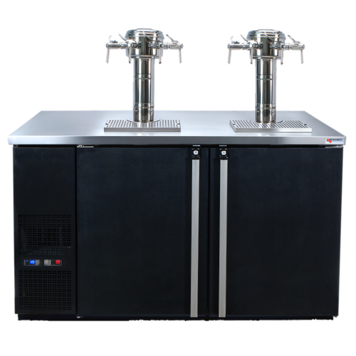 Micro Matic USA Pro-Line E-Series Dual-Temperature Wine Cooler Dispenser, Two-Section, 59-1/2 Inch Wide, 8 x 1/6 Barrel Keg Capacity - MDD58W-E-E