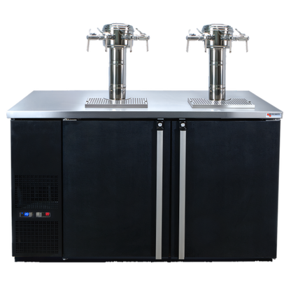 Micro Matic USA Pro-Line E-Series Dual-Temperature Wine Cooler Dispenser, Two-Section, 59-1/2 Inch Wide, 8 x 1/6 Barrel Keg Capacity - MDD58W-E-E