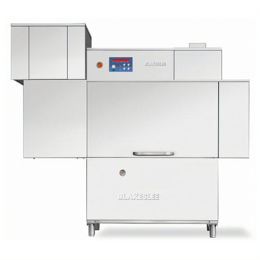 Blakeslee RC64 HR 63-Inch High-Temp Single-Tank Conveyor Dishwasher with Booster Heater