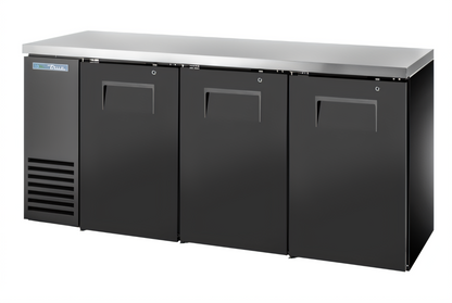 True Mfg True Two-Section Solid Swing Door Back Bar Cooler, 72-Inch, Stainless Top, Black Exterior - TBB24-72-3S-Z1-SFT-B-1