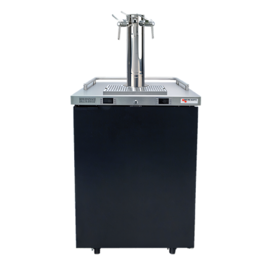 Micro Matic USA Pro-Line E-Series Dual-Temperature 1-Section Wine Cooler Dispenser, 25-Inch, 4-Keg, 3-Faucet, Black - MDD23W-E-B