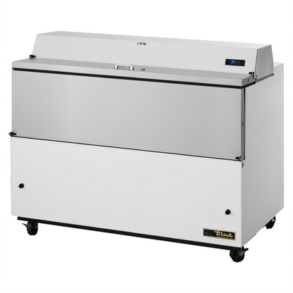 True Mfg TMC-58-SS-HC Mobile School Carton/Crate Milk Cooler, 16-Crate Capacity, Forced-Air, Stainless Steel Interior, White Vinyl Exterior - TMC-58-SS-HC