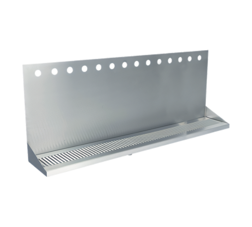 Micro Matic USA Wall-Mount Stainless Steel Drip Tray with Perforated Grill, 14 Holes, 48 x 6-3/8 x 14 Inches - DP-332ELD-14-3-P