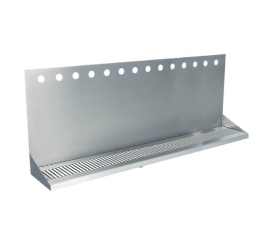 Micro Matic USA Wall-Mount Stainless Steel Drip Tray with Perforated Grill, 14 Holes, 48 x 6-3/8 x 14 Inches - DP-332ELD-14-3-P