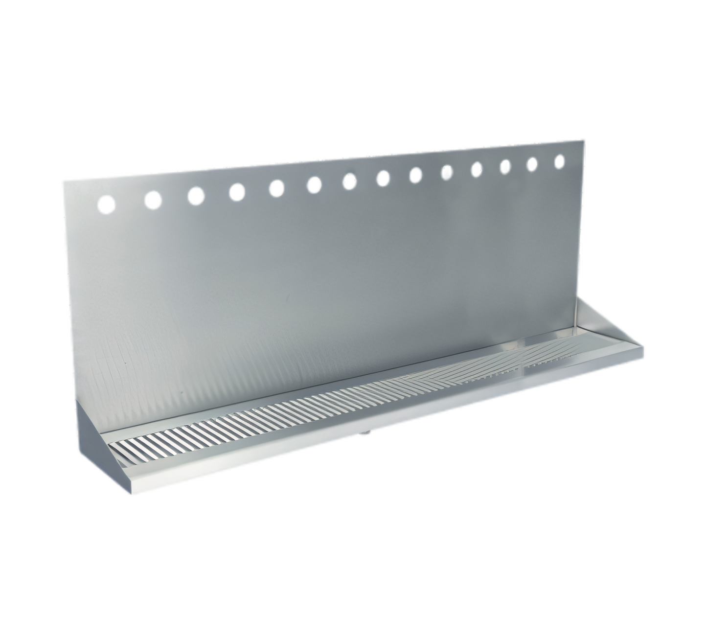 Micro Matic USA Wall-Mount Stainless Steel Drip Tray with Perforated Grill, 14 Holes, 48 x 6-3/8 x 14 Inches - DP-332ELD-14-3-P