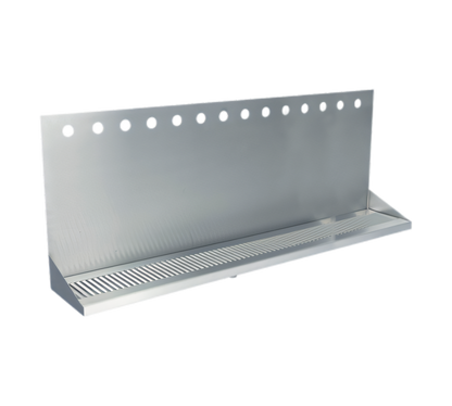 Micro Matic USA Wall-Mount Stainless Steel Drip Tray with Perforated Grill, 14 Holes, 48 x 6-3/8 x 14 Inches - DP-332ELD-14-3-P