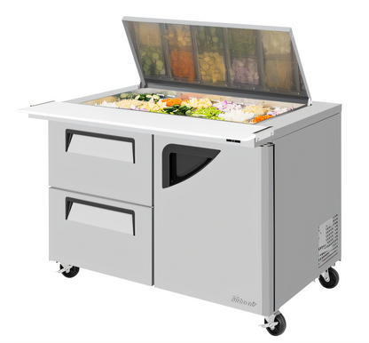 Turbo Air TST-48SD-18-D2R-N-FL Super Deluxe Refrigerated Prep Tables - TST-48SD-18-D2R-N-FL