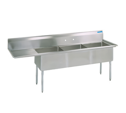 BK Resources BKS-3-18-12-18LS Compartment Sinks - BKS-3-18-12-18LS