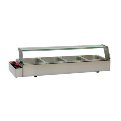 Structural Concepts Omcan USA 46.5-Inch Countertop Stainless Steel Bain Marie Food Warmer with 4 Half-Size Pans - 48804