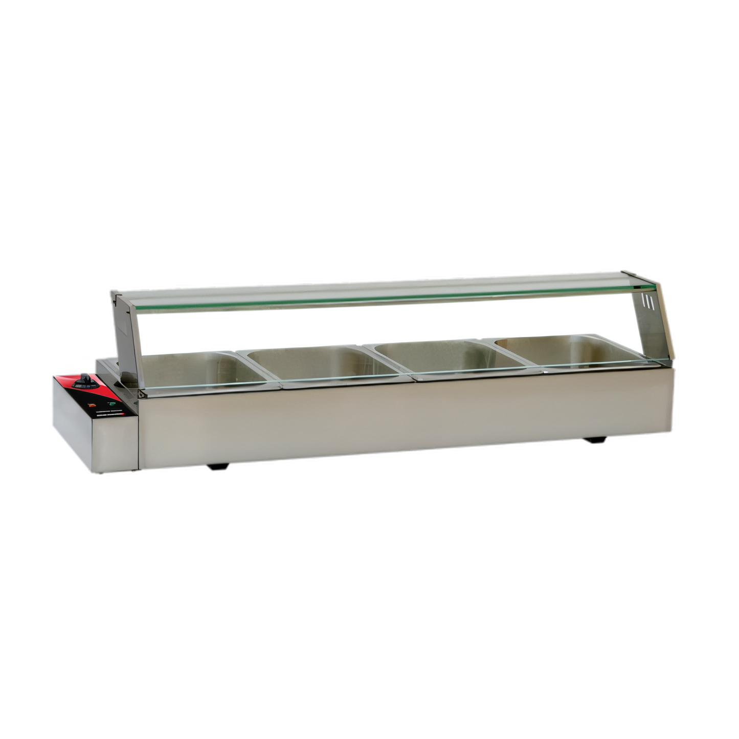 Structural Concepts Omcan USA 46.5-Inch Countertop Stainless Steel Bain Marie Food Warmer with 4 Half-Size Pans - 48804