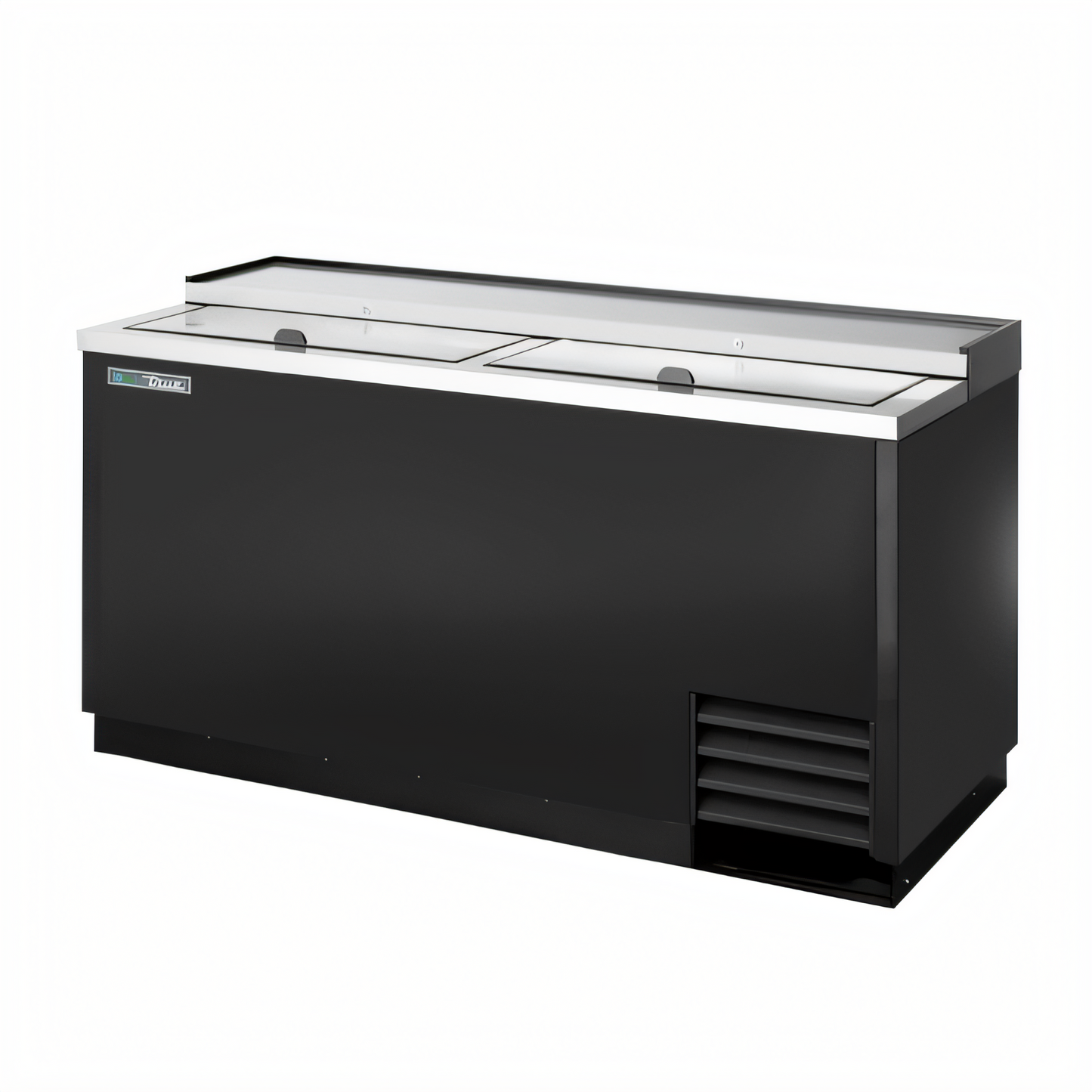 True Mfg TD-50-18-HC Flat Top Bottle Cooler with Stainless Steel Countertop and Dual Lids - TD-50-18-HC