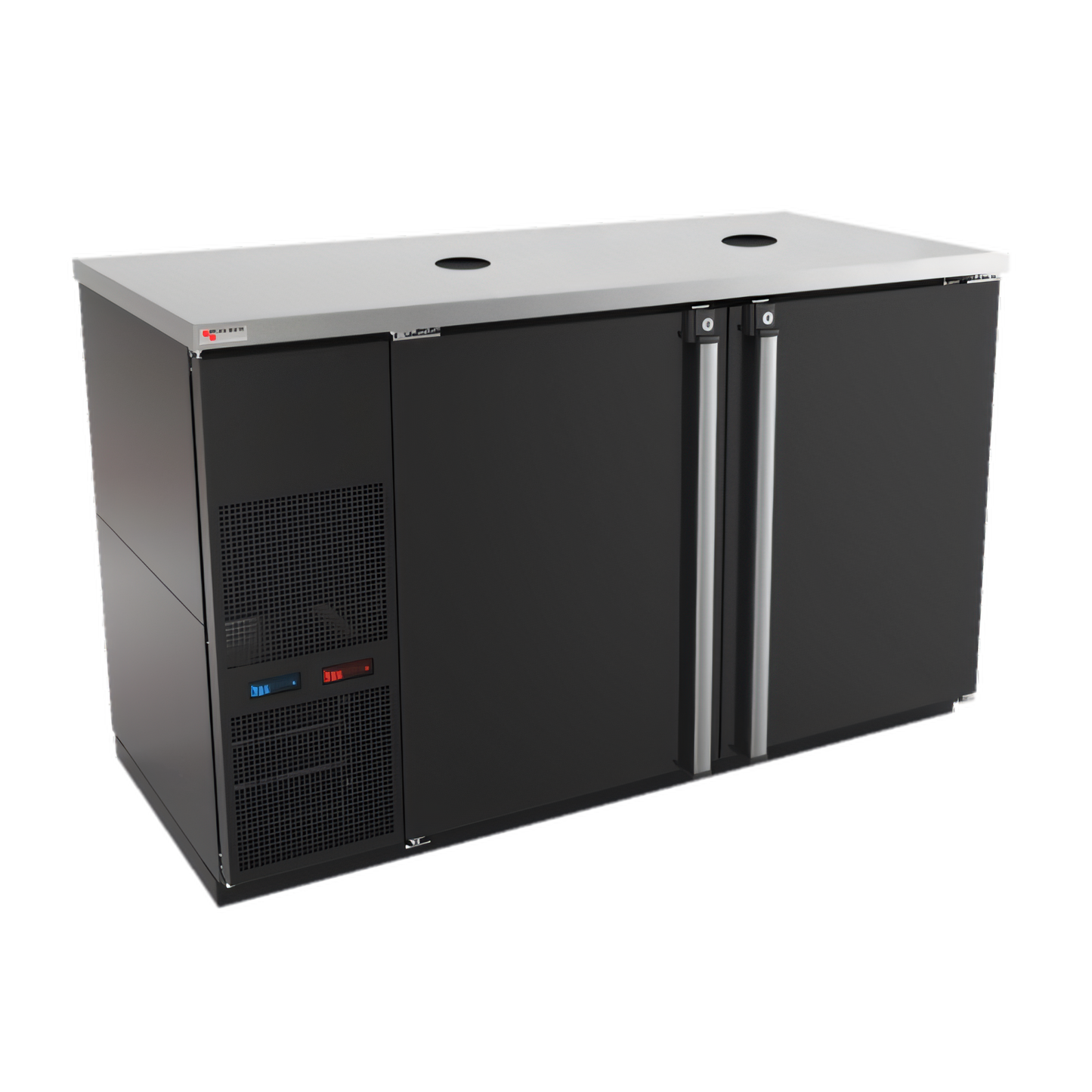 Micro Matic USA Pro-Line E-Series Dual Temperature Wine Cooler Dispenser, Two-Section, 8-Keg, 59-1/2 Inch W, Self-Contained Refrigeration, Black - MDD58WLT-E