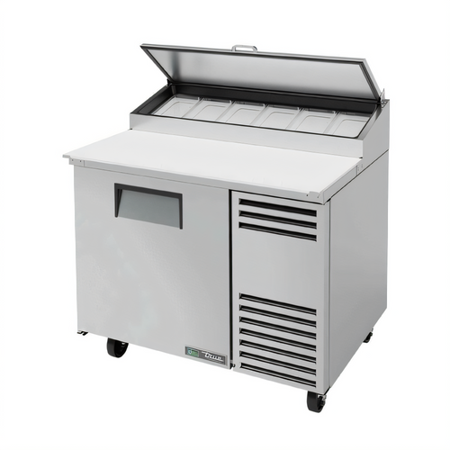 True Mfg True TPP-AT-44-HC 44-3/4-Inch Pizza Prep Table with 1 Door, 6-Pan Top, and 19-1/2-Inch Cutting Board - TPP-AT-44-HC