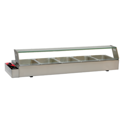 Structural Concepts Omcan 57-Inch Countertop Bain Marie Food Warmer with 5 Half-Size Pans  - 48805