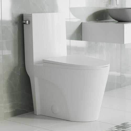 Swiss Madison St. Tropez One-Piece 10" Rough-in 1.28 GPF Left-Hand Vortex Flush Elongated Toilet in Matte White - SM-1T0803MW