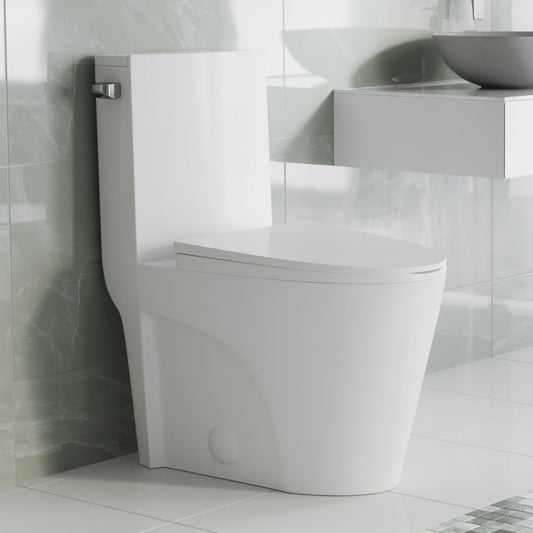 Swiss Madison St. Tropez One-Piece 10" Rough-in 1.28 GPF Left-Hand Vortex Flush Elongated Toilet in Matte White - SM-1T0803MW