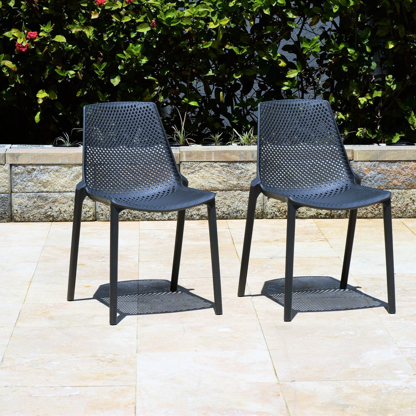 Midtown Concept Valencia Grey Stacking Indoor Dining Chair - 4PC - PLI VALEN_SIDE_WHT