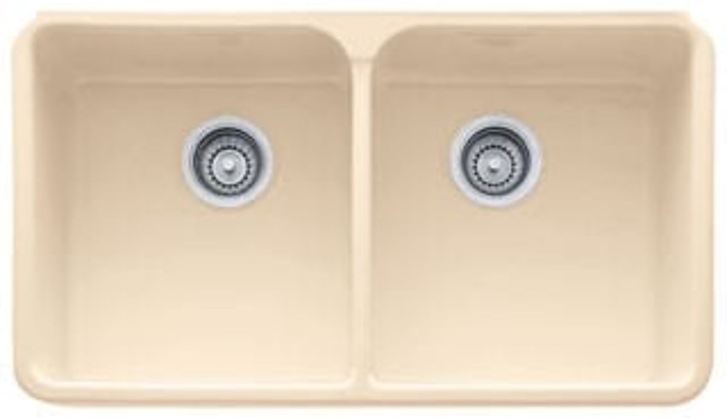 FRANKE MHK72031WH Franke Manor House 31.25-In. X 19.75-In. White Apron Front Double Bowl Fireclay Kitchen Sink -