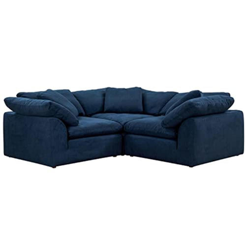 Sunset Trading Cloud Puff 3 Piece 88" Wide Slipcovered Modular Sectional Small L Shaped Sofa - SU-1458-49-3C