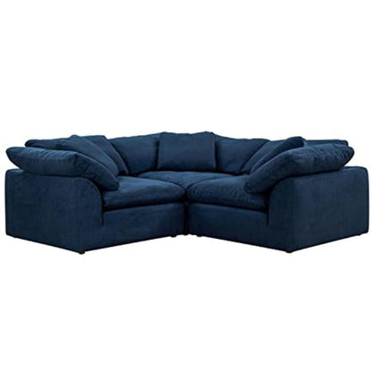 Sunset Trading Cloud Puff 3 Piece 88" Wide Slipcovered Modular Sectional Small L Shaped Sofa - SU-1458-49-3C