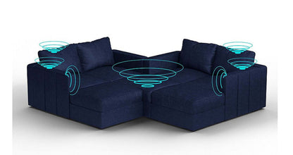 Lovesac – 7 Seats + 8 Sides Corded Velvet &amp; Standard Foam with 8 Speaker Immersive Sound + Charge System – Sapphire Navy - 1772606872115_724
