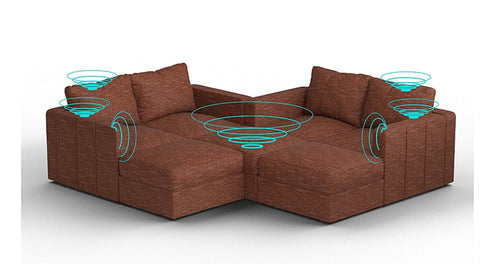 Lovesac – 7 Seats + 8 Sides Rained Chenille &amp; Standard Foam with 6 Speaker Immersive Sound + Charge System – Terracotta - SKU_1772866933172_407