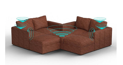 Lovesac – 7 Seats + 8 Sides Rained Chenille &amp; Standard Foam with 6 Speaker Immersive Sound + Charge System – Terracotta - SKU_1772866933172_407