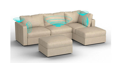 Lovesac – 5 Seats + 5 Sides Combed Chenille &amp; Lovesoft with 6 Speaker Immersive Sound + Charge System – Tan - 1772612850864_593