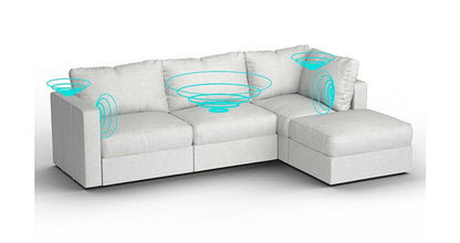 Lovesac – 4 Seats + 5 Sides Corded Velvet & Standard Foam with 8 Speaker Immersive Sound + Charge System – Sky Grey - 1761207914995_991