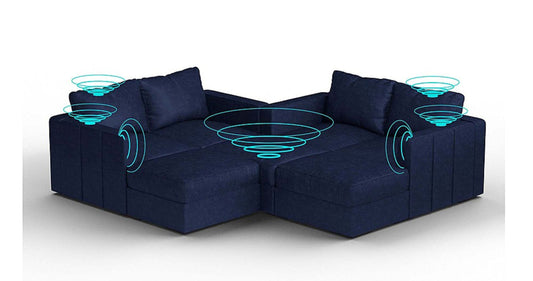 Lovesac – 7 Seats + 8 Sides Corded Velvet &amp; Lovesoft with 6 Speaker Immersive Sound + Charge System – Sapphire Navy - 1772608786568_699