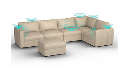 Lovesac – 6 Seats + 8 Sides Combed Chenille &amp; Lovesoft with 6 Speaker Immersive Sound + Charge System – Tan - 1772604914835_609