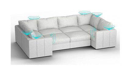 Lovesac – 8 Seats + 10 Sides Corded Velvet &amp; Standard Foam with 6 Speaker Immersive Sound + Charge System – Sky Grey - 1772608829569_141