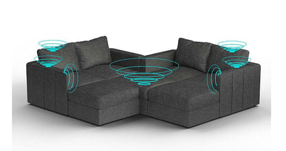 Lovesac – 7 Seats + 8 Sides Corded Velvet &amp; Standard Foam with 10 Speaker Immersive Sound + Charge System – Charcoal Grey - SKU_1772861550100_226