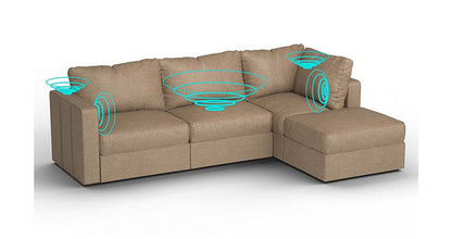 Lovesac – 4 Seats + 5 Sides Combed Chenille &amp; Standard Foam with 8 Speaker Immersive Sound + Charge System – Taupe - 1772606858993_624