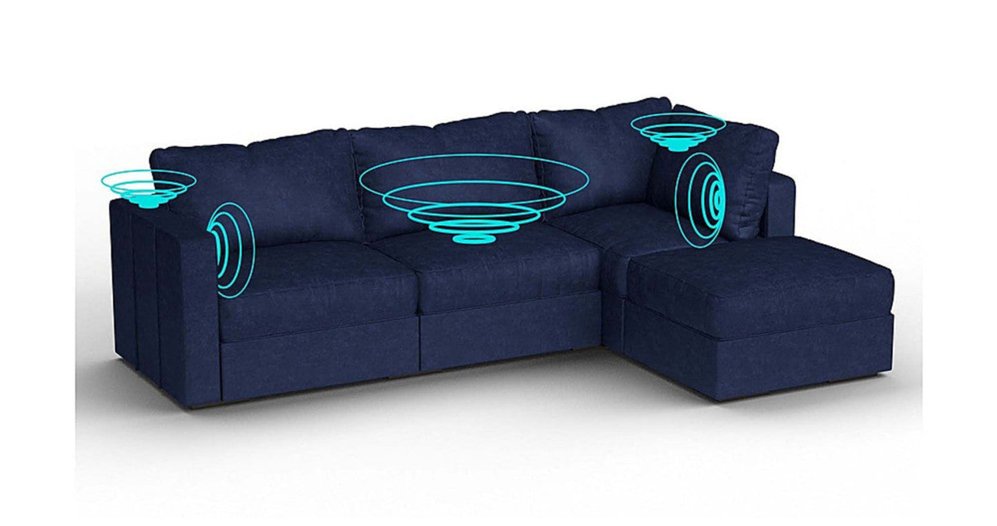Lovesac – 4 Seats + 5 Sides Corded Velvet &amp; Standard Foam with 6 Speaker Immersive Sound + Charge System – Sapphire Navy - 1772603003893_589