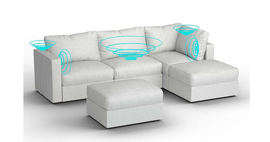 Lovesac – 5 Seats + 5 Sides Corded Velvet &amp; Lovesoft with 6 Speaker Immersive Sound + Charge System – Sky Grey - 1772606879067_908