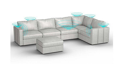 Lovesac – 6 Seats + 8 Sides Luxe Chenille &amp; Lovesoft with 6 Speaker Immersive Sound + Charge System – Tonal Sterling - 1772614110874_346
