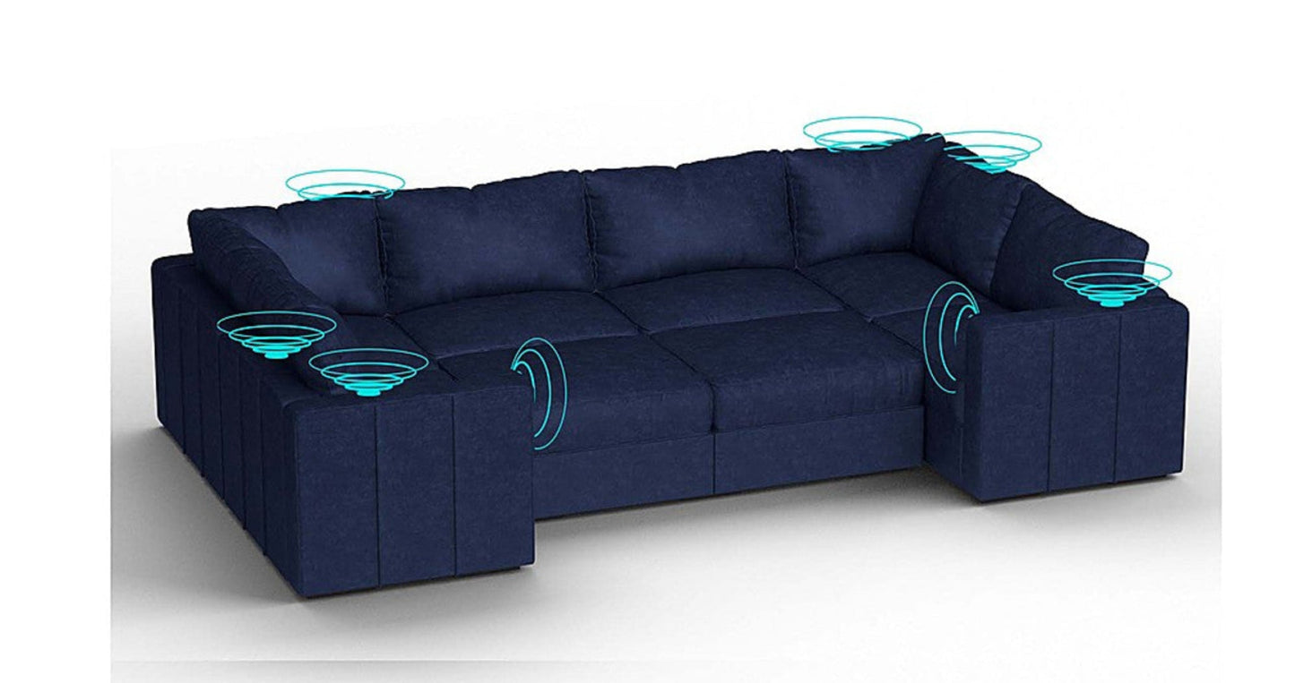 Lovesac – 8 Seats + 10 Sides Corded Velvet & Standard Foam with 6 Speaker Immersive Sound + Charge System – Sapphire Navy - 1761207853925_515