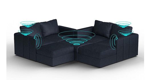 Lovesac – 7 Seats + 8 Sides Corded Velvet &amp; Lovesoft with 8 Speaker Immersive Sound + Charge System – Midnight Navy - 1772604902286_699